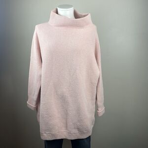 Free People Pink Ribbed Oversized Cowl Ottoman Slouchy Tunic Sweater Sz M